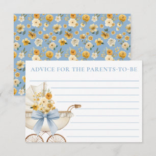 Blaue Blumen-Kinderwagen-Baby-Shower-Beratungskart Begleitkarte