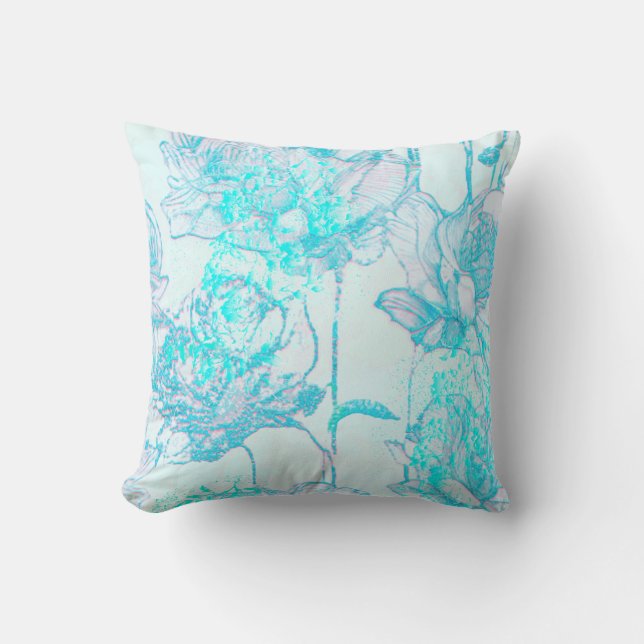 Blaue Blumen  Kissen (Vorderseite)