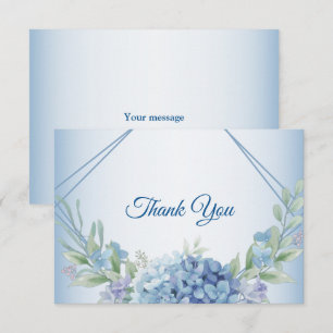 Blaue Blumen Kräuter Rahmen Staubige Vintage Hochz Dankeskarte