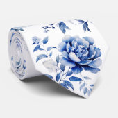 Blaue Blumen Krawatte (Gerollt)