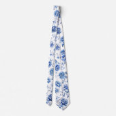 Blaue Blumen Krawatte (Rückseite)