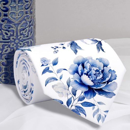 Blaue Blumen Krawatte