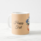 Blaue Blumen Kürbis Herbst Kaffeetasse (Vorderseite Links)