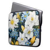 Blaue Blumen Laptopschutzhülle (Vorderseite Links)