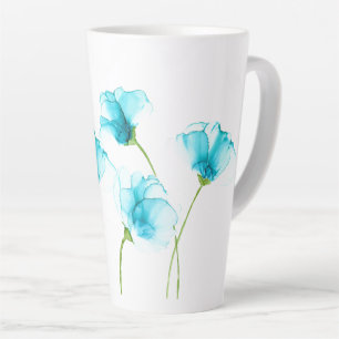 Blaue Blumen Latte Tasse