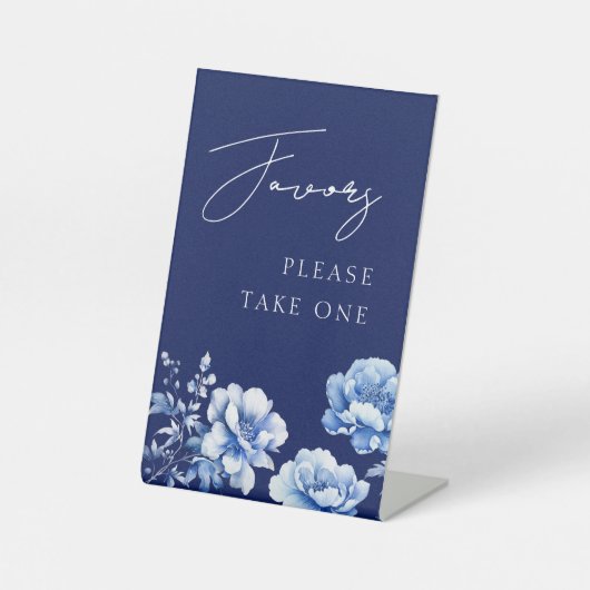 Blaue Blumen Lieblings-Schild Sockelschild (Vorderseite)