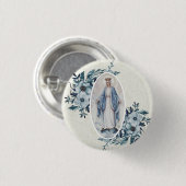 Blaue Blumen|Madonna | Spitze Jungfrau-Marys | Button (Vorne & Hinten)