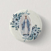 Blaue Blumen|Madonna | Spitze Jungfrau-Marys | Button (Vorderseite)