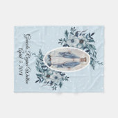 Blaue Blumen|Madonna | Weiß-Punkte Jungfrau-Marys Fleecedecke (Vorderseite (Horizontal))