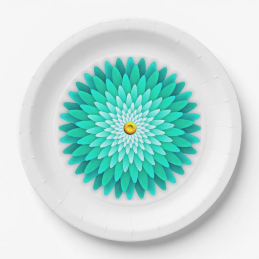 Blaue Blumen-Mandala-68566-Papierteller Pappteller (Vorderseite)