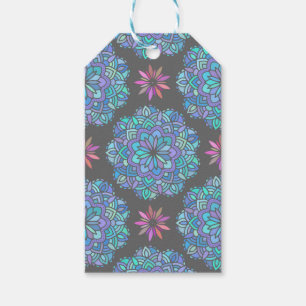 Blaue Blumen-Mandala Geschenkanhänger