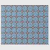 Blaue Blumen-Mandala Geschenkpapier (Flach)