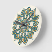 Blaue Blumen-Mandala  Runde Wanduhr (Winkel)