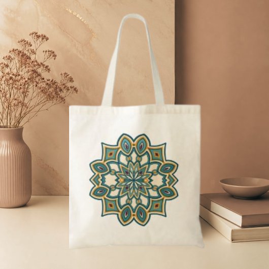 Blaue Blumen-Mandala Tragetasche