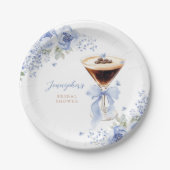 Blaue Blumen-Martini-Junggesellinnen-Abschied Papi Pappteller (Vorderseite)