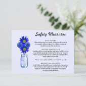 Blaue Blumen Mason Jar Sicherheitsmaßnahmen Begleitkarte (Stehend Vorderseite)