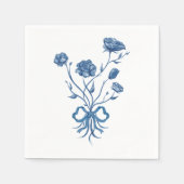 Blaue Blumen mit Bow Paper Napkins Serviette (Vorderseite)
