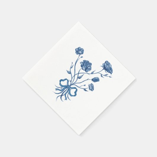 Blaue Blumen mit Bow Paper Napkins Serviette (Ecke)