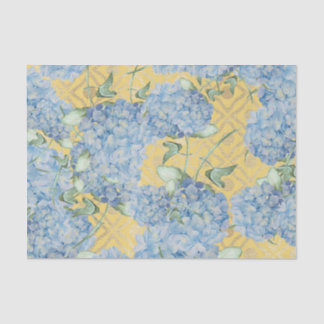 Blaue Blumen mit gelbem Hintergrund Seidenpapier