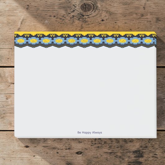 Blaue Blumen mit gelber und schwarzer Umrandung Post-it Klebezettel