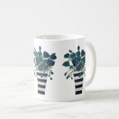 Blaue Blumen mit gestreifter Vasen-feiner Kunst Kaffeetasse (VorderseiteRechts)