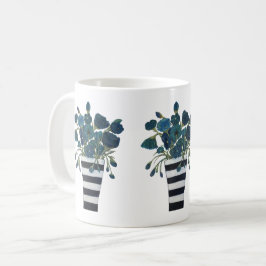 Blaue Blumen mit gestreifter Vasen-feiner Kunst Kaffeetasse