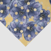 Blaue Blumen mit goldenen Punkten Seidenpapier (Ausschnitt)