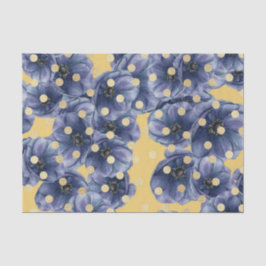 Blaue Blumen mit goldenen Punkten Seidenpapier