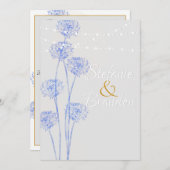 Blaue Blumen mit Kreisen (hellgrau) Einladung (Vorne/Hinten)