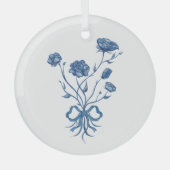 Blaue Blumen mit Kuhglasdekoration Ornament Aus Glas (Vorderseite)