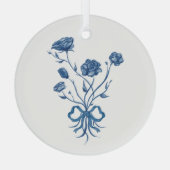 Blaue Blumen mit Kuhglasdekoration Ornament Aus Glas (Rückseite)