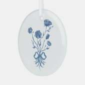 Blaue Blumen mit Kuhglasdekoration Ornament Aus Glas (Vorderseite links)