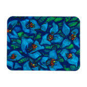 Blaue Blumen, moderne Blumenkunst, pastellfarbene Magnet (Horizontal)