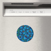 Blaue Blumen, moderne Blumenkunst, pastellfarbene Magnet (In Situ (Geschirrspüler))