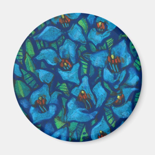 Blaue Blumen, moderne Blumenkunst, pastellfarbene Magnet (Vorne)