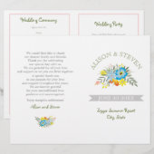Blaue Blumen moderne florale Hochzeitsprogramm (Vorne/Hinten)