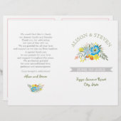 Blaue Blumen Modernes Hochzeitsprogramm (Vorne/Hinten)