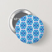 Blaue Blumen, Muster der Blume, Blumenmuster Button (Vorne & Hinten)