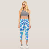 Blaue Blumen, Muster der Blume, Blumenmuster Capri Leggings (Vorderseite)
