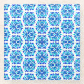 Blaue Blumen, Muster der Blume, Blumenmuster Glasuntersetzer (Vorderseite)