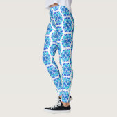 Blaue Blumen, Muster der Blume, Blumenmuster Leggings (Links)