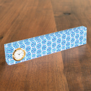 Blaue Blumen, Muster der Blume, Blumenmuster Namensplakette