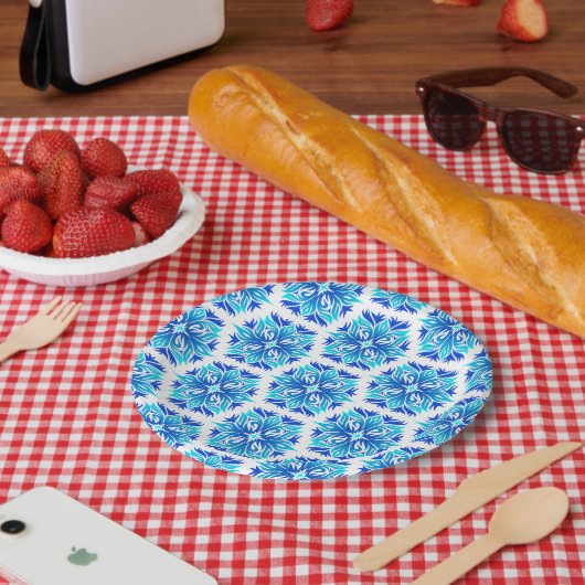 Blaue Blumen, Muster der Blume, Blumenmuster Pappteller (Picknick)