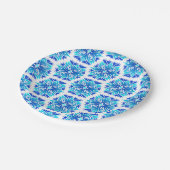 Blaue Blumen, Muster der Blume, Blumenmuster Pappteller (Schrägansicht)
