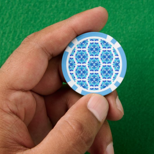 Blaue Blumen, Muster der Blume, Blumenmuster Pokerchips (Hand)