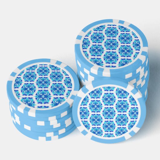 Blaue Blumen, Muster der Blume, Blumenmuster Pokerchips (Stapel)