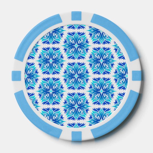 Blaue Blumen, Muster der Blume, Blumenmuster Pokerchips (Vorderseite)