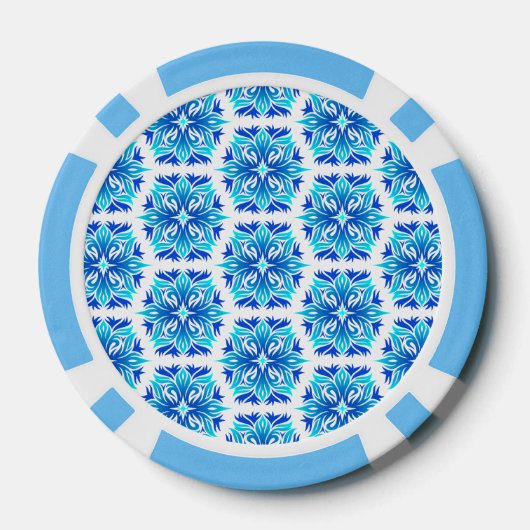 Blaue Blumen, Muster der Blume, Blumenmuster Pokerchips (Rückseite)
