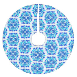 Blaue Blumen, Muster der Blume, Blumenmuster Polyester Weihnachtsbaumdecke