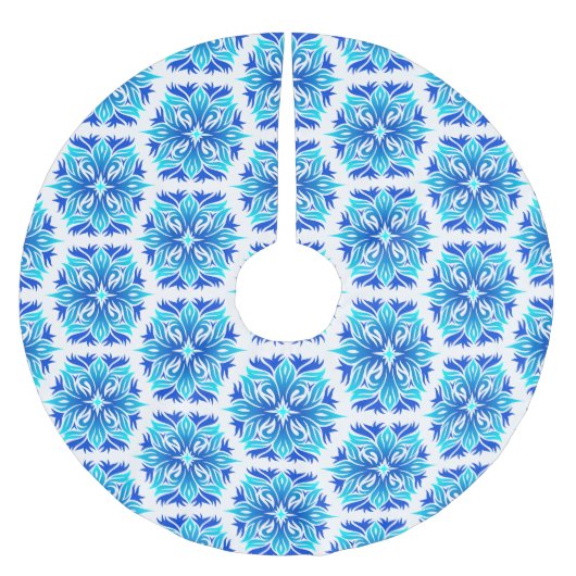 Blaue Blumen, Muster der Blume, Blumenmuster Polyester Weihnachtsbaumdecke (Vorderseite)